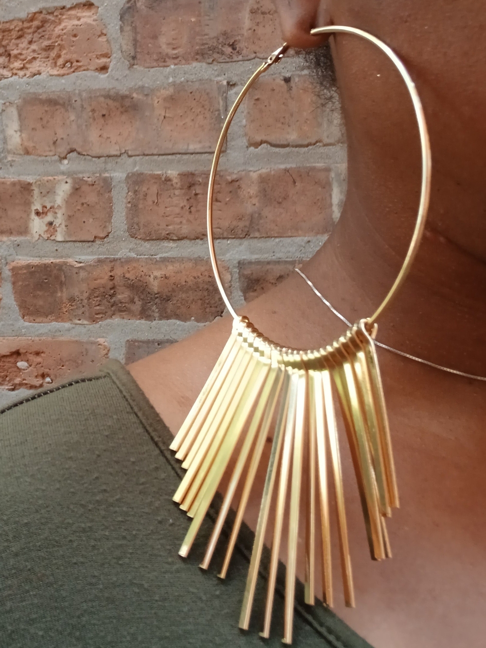 Gold Fringe Hoop Earrings - Women Jewelry